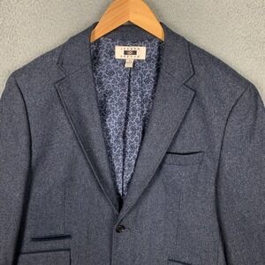 Joseph Abboud Sport Coat Blazer Men's Large L Blue Flannel Wool Blend Two Button